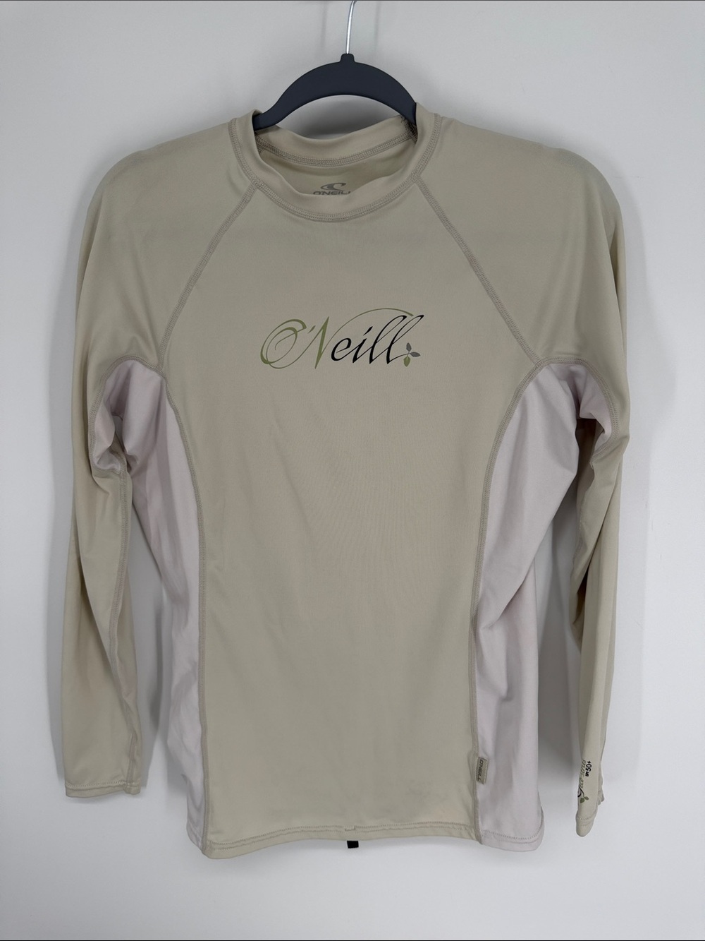 O’Neill Eco-Series Rash Guard SPF 50 Women’s Size Large Beige & White